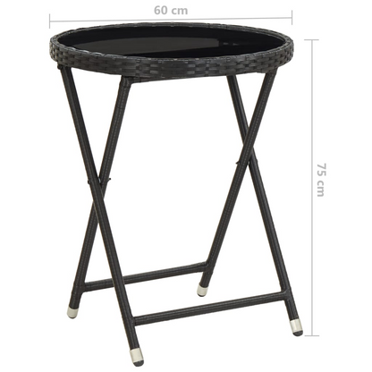 vidaXL 3 Piece Patio Bistro Set Poly Rattan and Glass Black