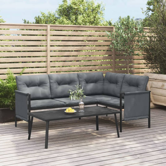 vidaXL Patio Corner Sofa Anthracite Steel and Textilene