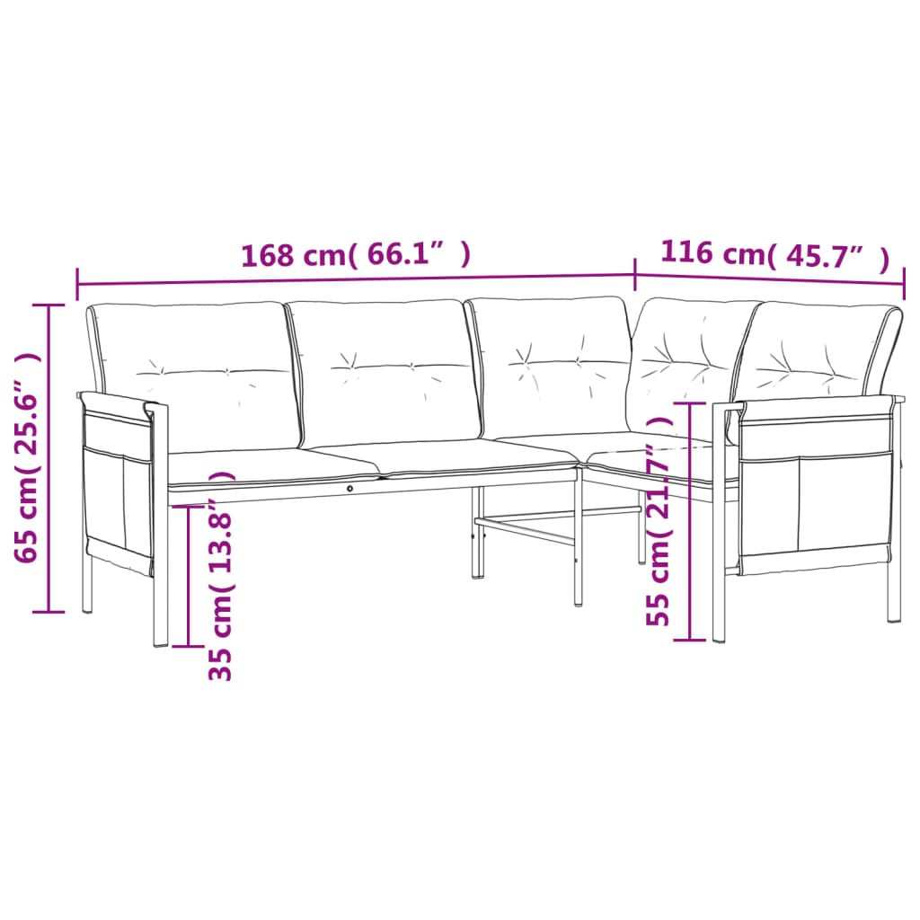 vidaXL Patio Corner Sofa Anthracite Steel and Textilene