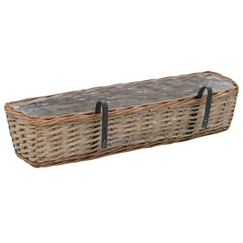vidaXL Balcony Planter 2 pcs Wicker with PE Lining 31.5"