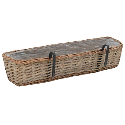 vidaXL Balcony Planter 2 pcs Wicker with PE Lining 31.5"