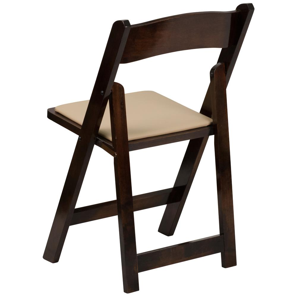 HERCULES Series Fruitwood Wood Folding Chair with Vinyl Padded Seat