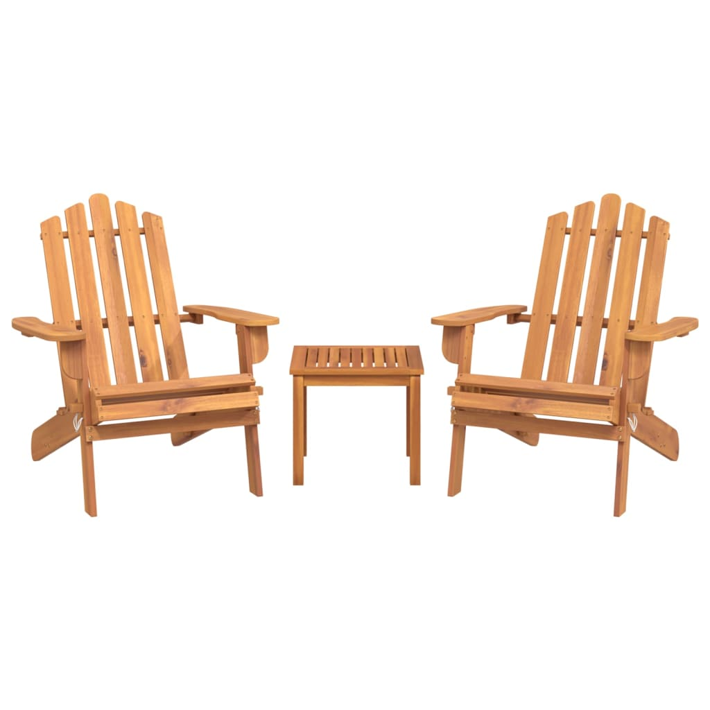 vidaXL 3 Piece Adirondack Patio Lounge Set Solid Wood Acacia