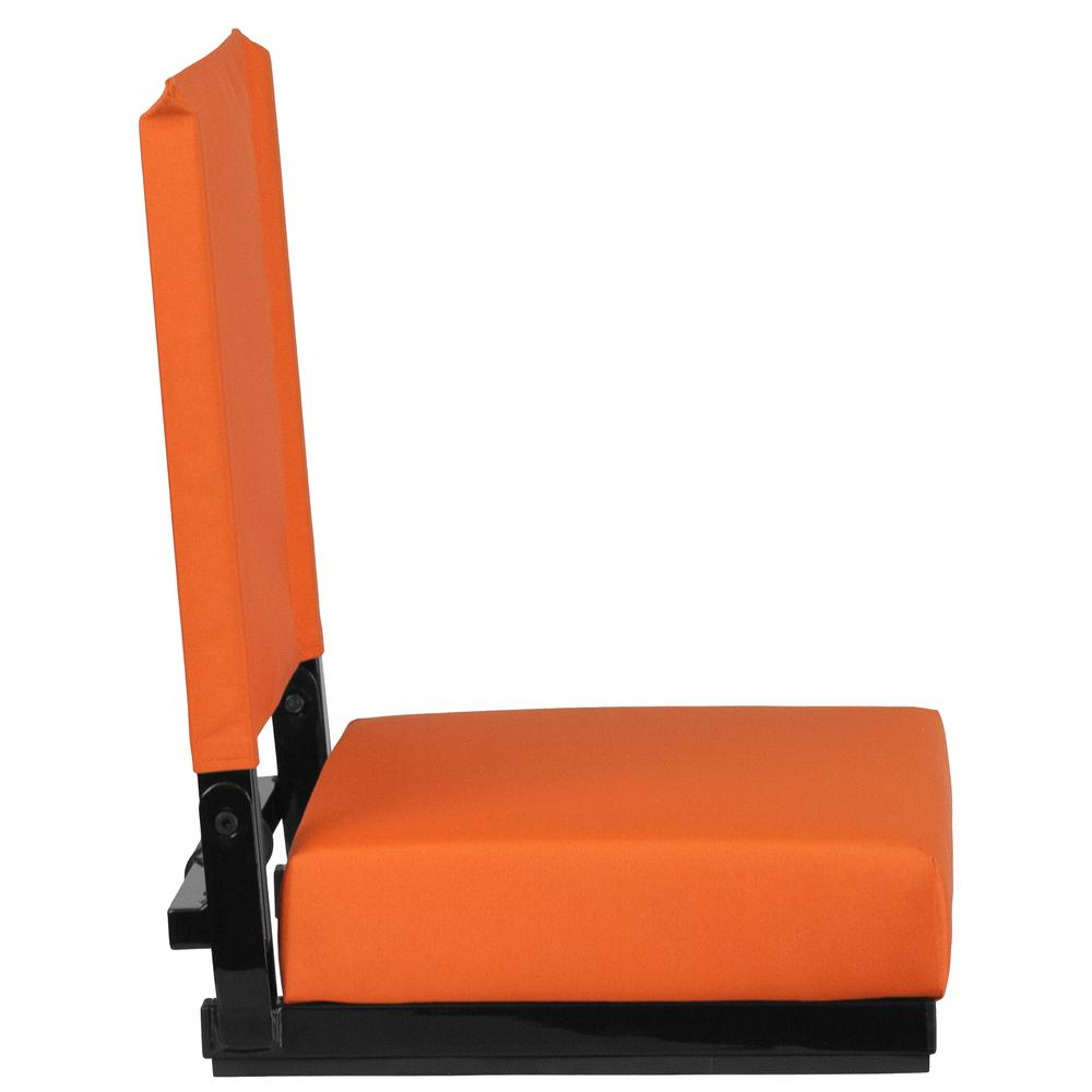 Grandstand Comfort Seats by Flash with 500 LB. Weight Capacity Lightweight Aluminum Frame and Ultra-Padded Seat in Orange