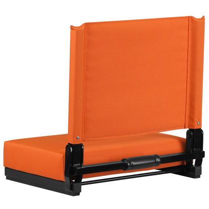 Grandstand Comfort Seats by Flash with 500 LB. Weight Capacity Lightweight Aluminum Frame and Ultra-Padded Seat in Orange