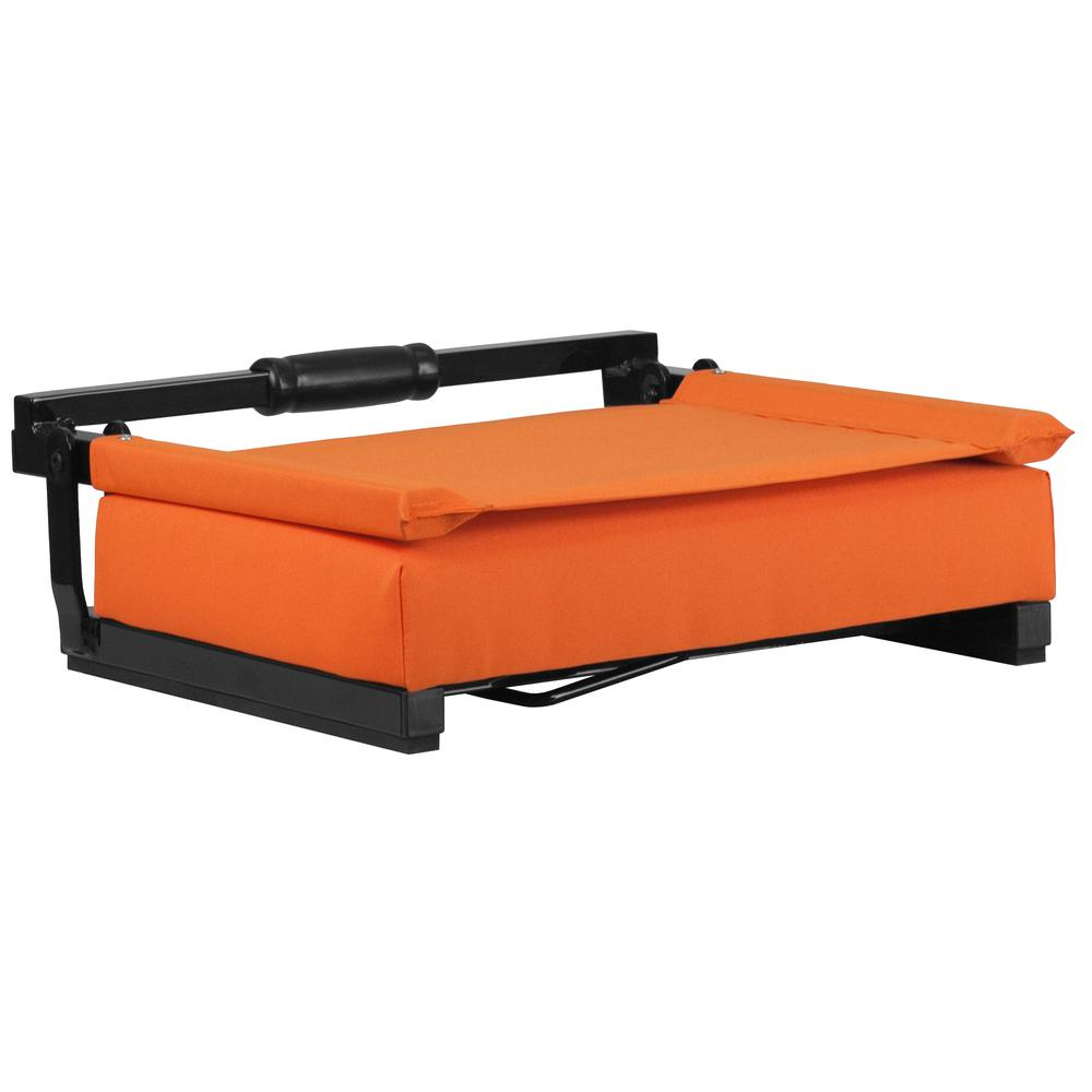 Grandstand Comfort Seats by Flash with 500 LB. Weight Capacity Lightweight Aluminum Frame and Ultra-Padded Seat in Orange