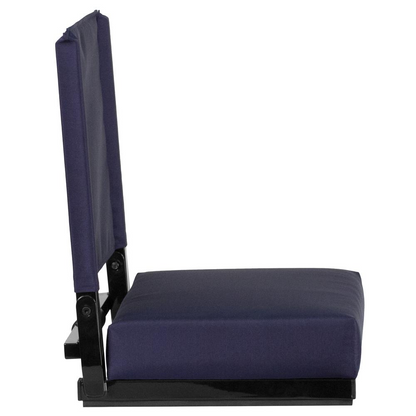 Grandstand Comfort Seats by Flash with 500 LB. Weight Capacity Lightweight Aluminum Frame and Ultra-Padded Seat in Navy