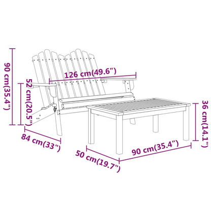 vidaXL 2 Piece Adirondack Patio Lounge Set Solid Wood Acacia