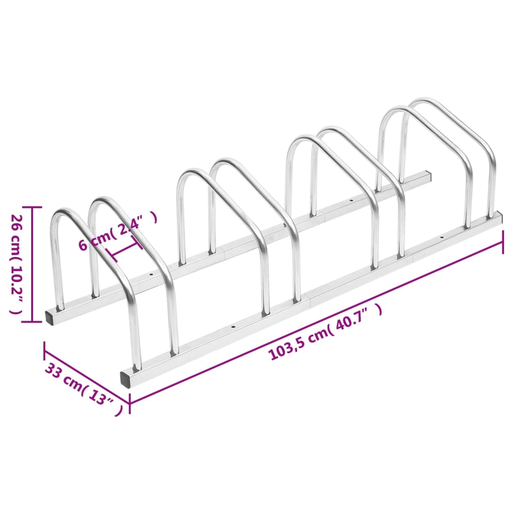 vidaXL Bike Rack for 4 Bikes Galvanized Steel