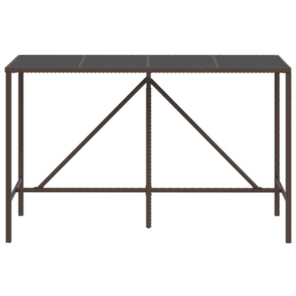 vidaXL Bar Table with Glass Top Brown 70.9"x27.6"x43.3" Poly Rattan