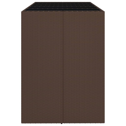 vidaXL Bar Table with Glass Top Brown 72.8"x31.5"x43.3" Poly Rattan