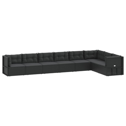 vidaXL 8 Piece Patio Lounge Set with Cushions Black Poly Rattan