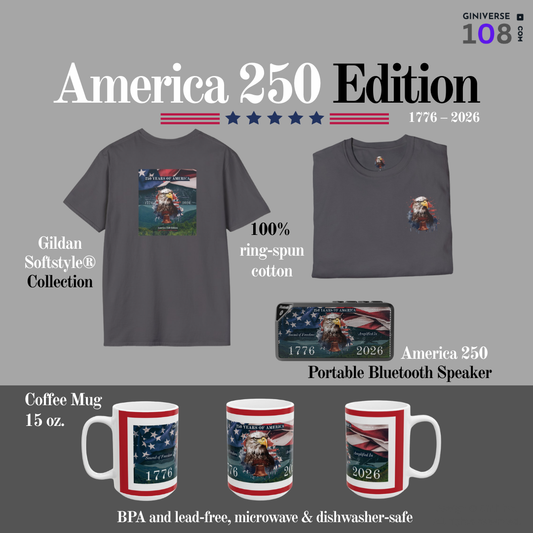 America 250 Edition Bluetooth Speaker, Portable Wireless Audio with Aux Input