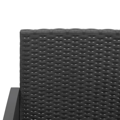 vidaXL 3 piece Patio Dining Set with Cushions Black PP Rattan