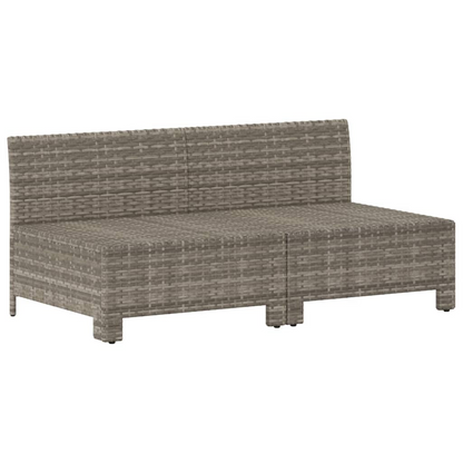 vidaXL 2-Seater Patio Sofa with Cushions Gray Poly Rattan