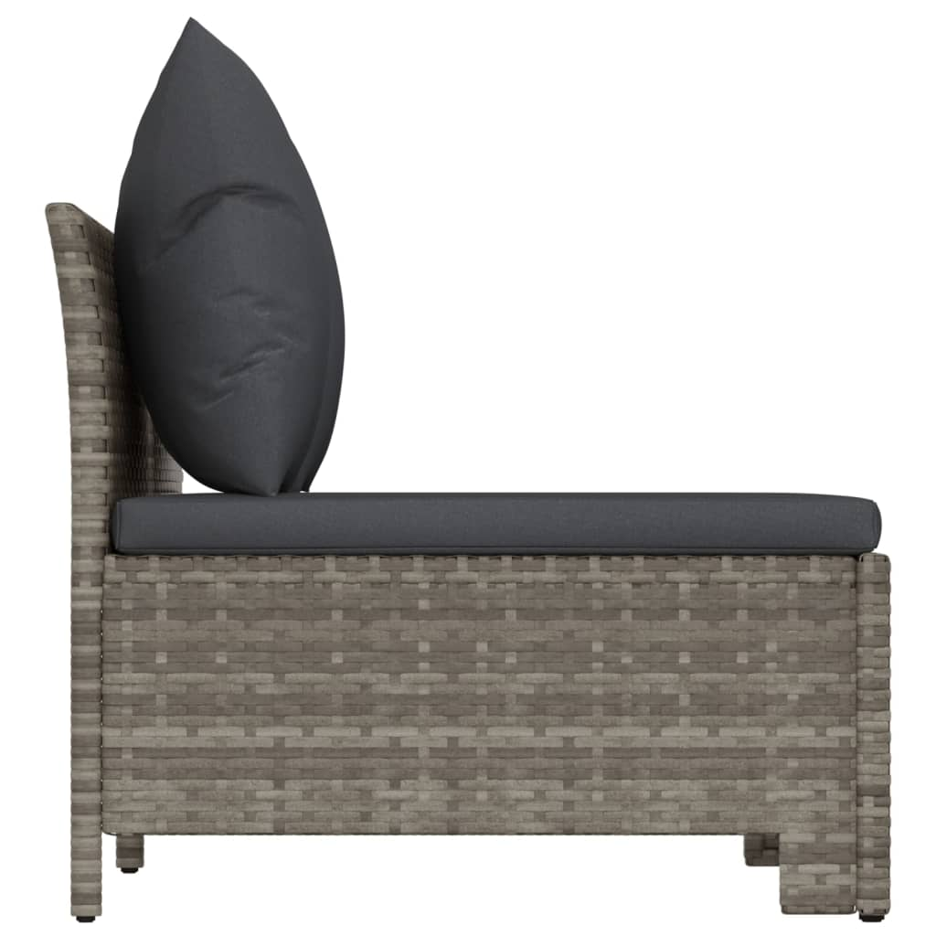 vidaXL 2-Seater Patio Sofa with Cushions Gray Poly Rattan