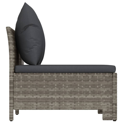 vidaXL 2-Seater Patio Sofa with Cushions Gray Poly Rattan