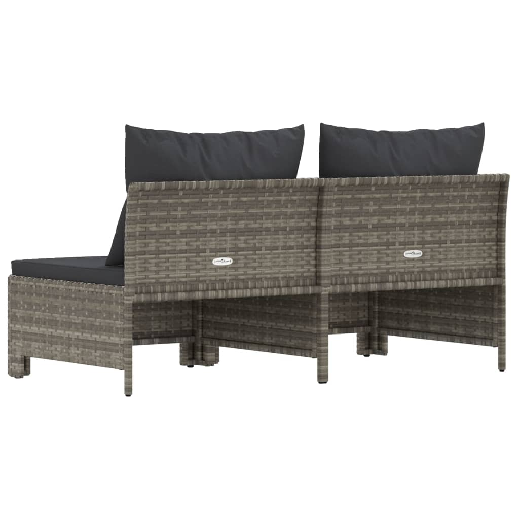 vidaXL 2-Seater Patio Sofa with Cushions Gray Poly Rattan
