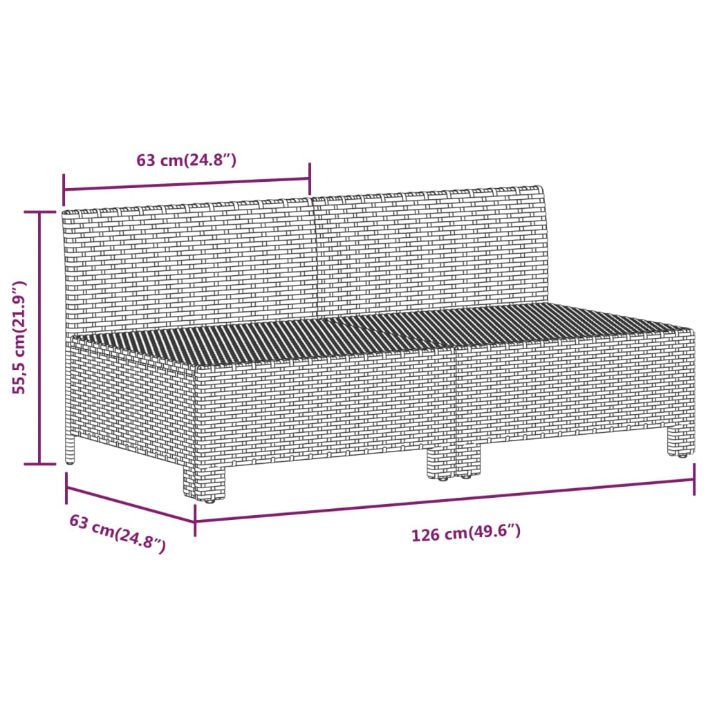 vidaXL 2-Seater Patio Sofa with Cushions Gray Poly Rattan