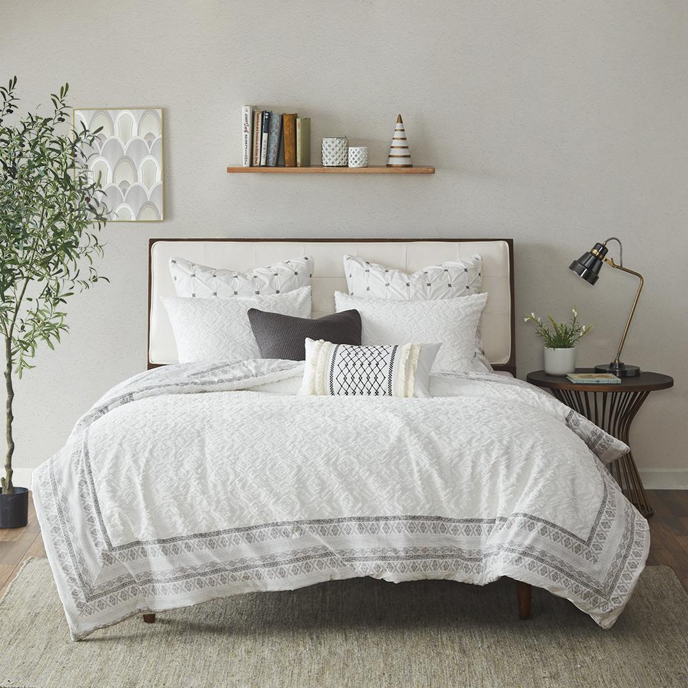 Reversible Cotton Duvet Cover Set Gray 943