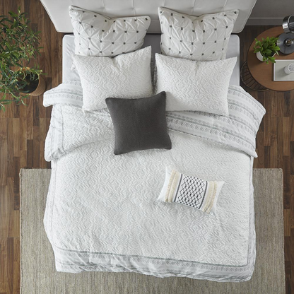Reversible Cotton Duvet Cover Set Gray 943