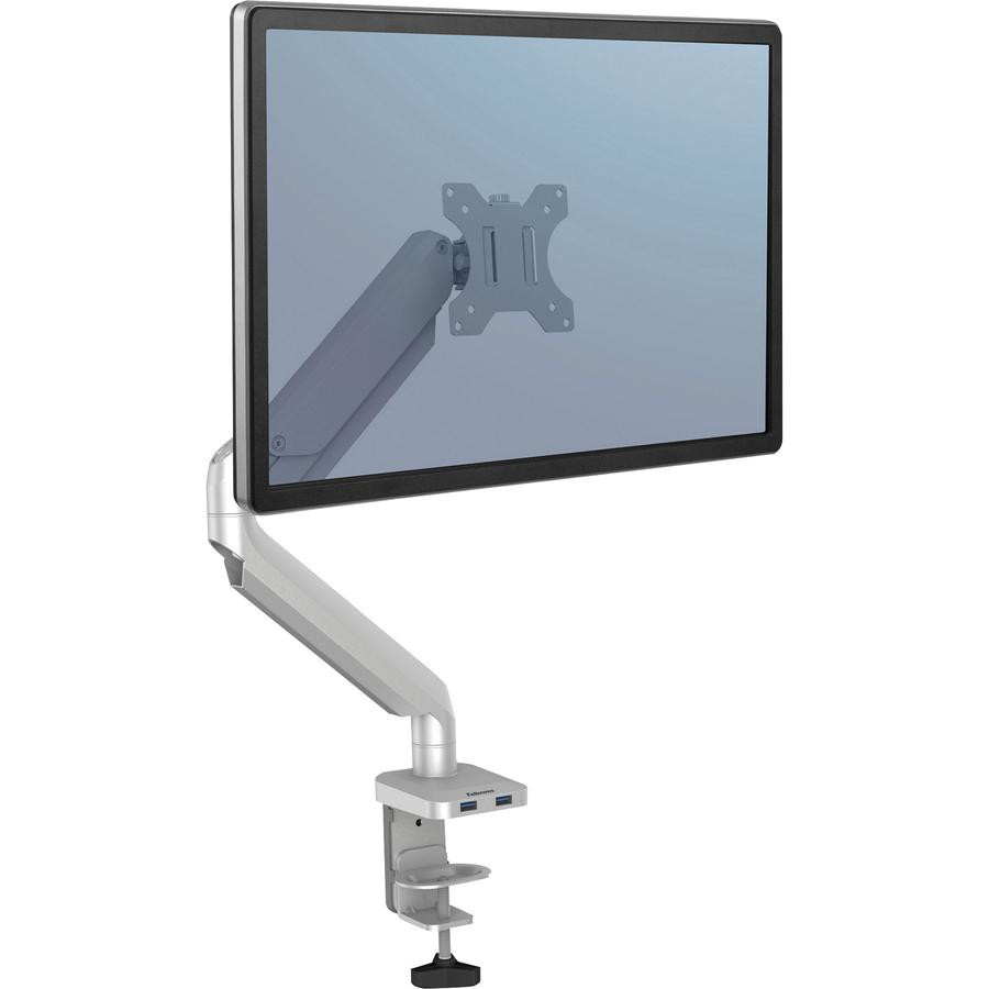 Fellowes Platinum Series Single Monitor Arm - Silver - 1 Display(s) Supported - 27" Screen Support - 20 lb Load Capacity - 1 Each