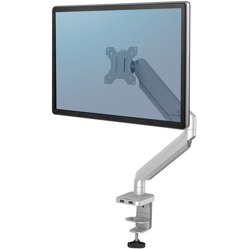 Fellowes Platinum Series Single Monitor Arm - Silver - 1 Display(s) Supported - 27" Screen Support - 20 lb Load Capacity - 1 Each