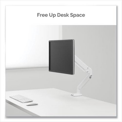 Platinum Series Single Monitor Arm, For 27" Monitors, 360 deg Rotation, 45 deg Tilt, 180 deg Pan, White, Supports 20 lb