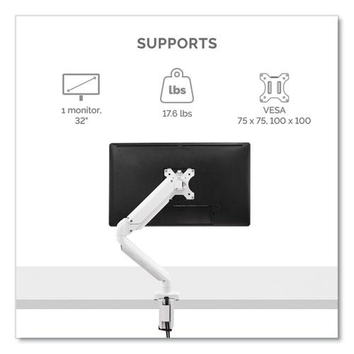 Platinum Series Single Monitor Arm, For 27" Monitors, 360 deg Rotation, 45 deg Tilt, 180 deg Pan, White, Supports 20 lb
