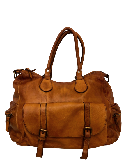 Light Brown Leather Saddle Bag