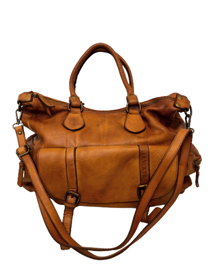 Light Brown Leather Saddle Bag