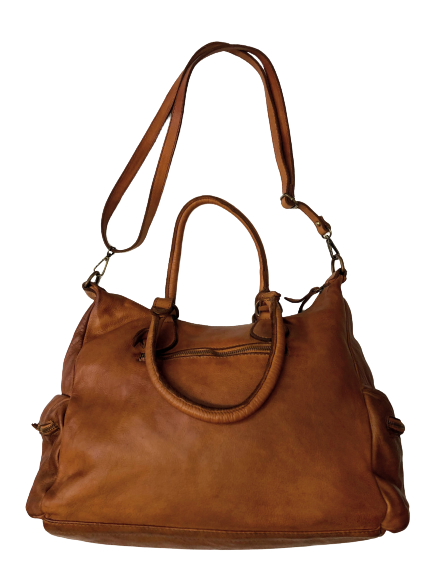 Light Brown Leather Saddle Bag