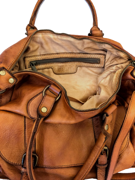 Light Brown Leather Saddle Bag