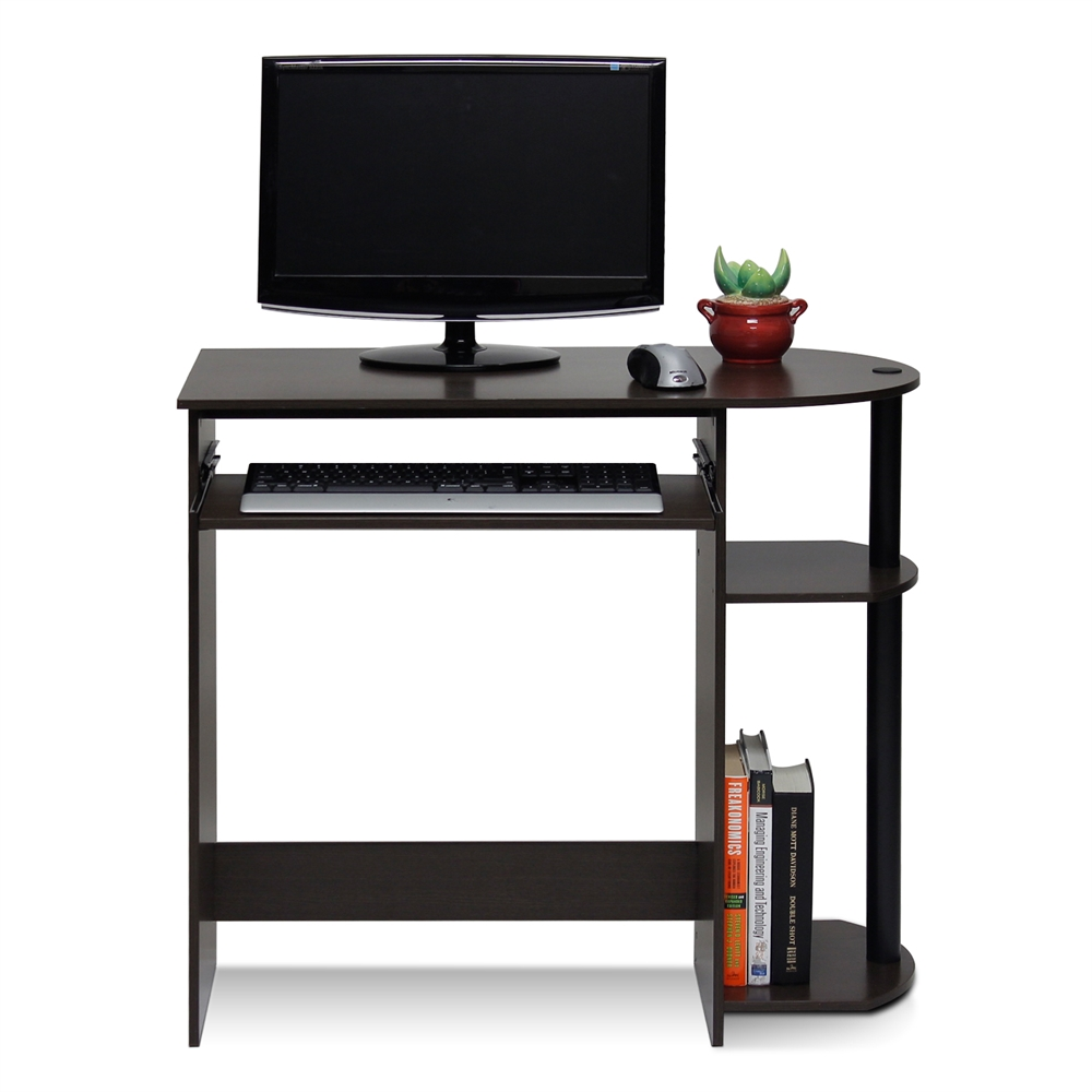 Simplistic Easy Assembly Computer Desk, Dark Brown