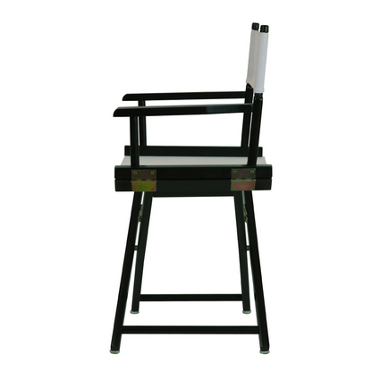 18" Director's Chair Black Frame-White Canvas