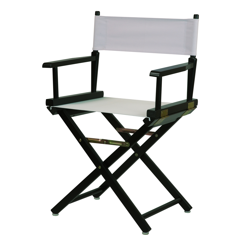 18" Director's Chair Black Frame-White Canvas