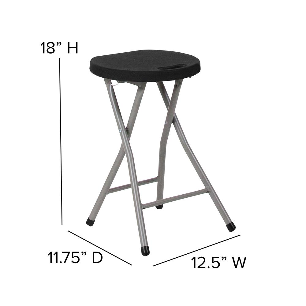 Foldable Stool with Black Plastic Seat and Titanium Gray Frame