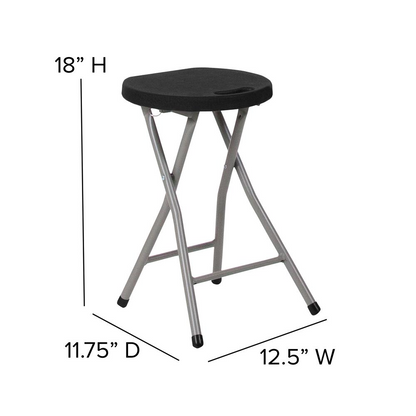 Foldable Stool with Black Plastic Seat and Titanium Gray Frame
