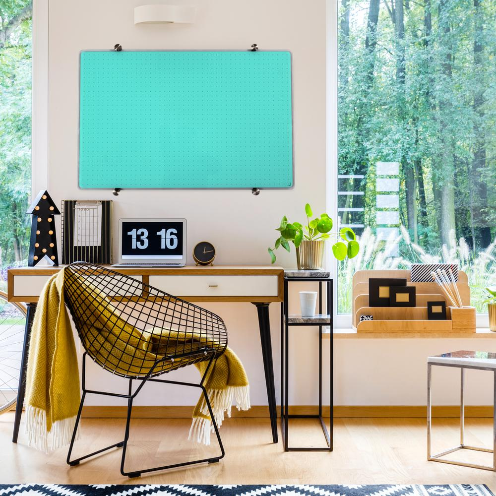 Teal Multi-Purpose Grid Glass Dry Erase Board 30" x 40"