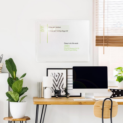 White Multi-Purpose Grid Glass Dry Erase Board 24" x 36"