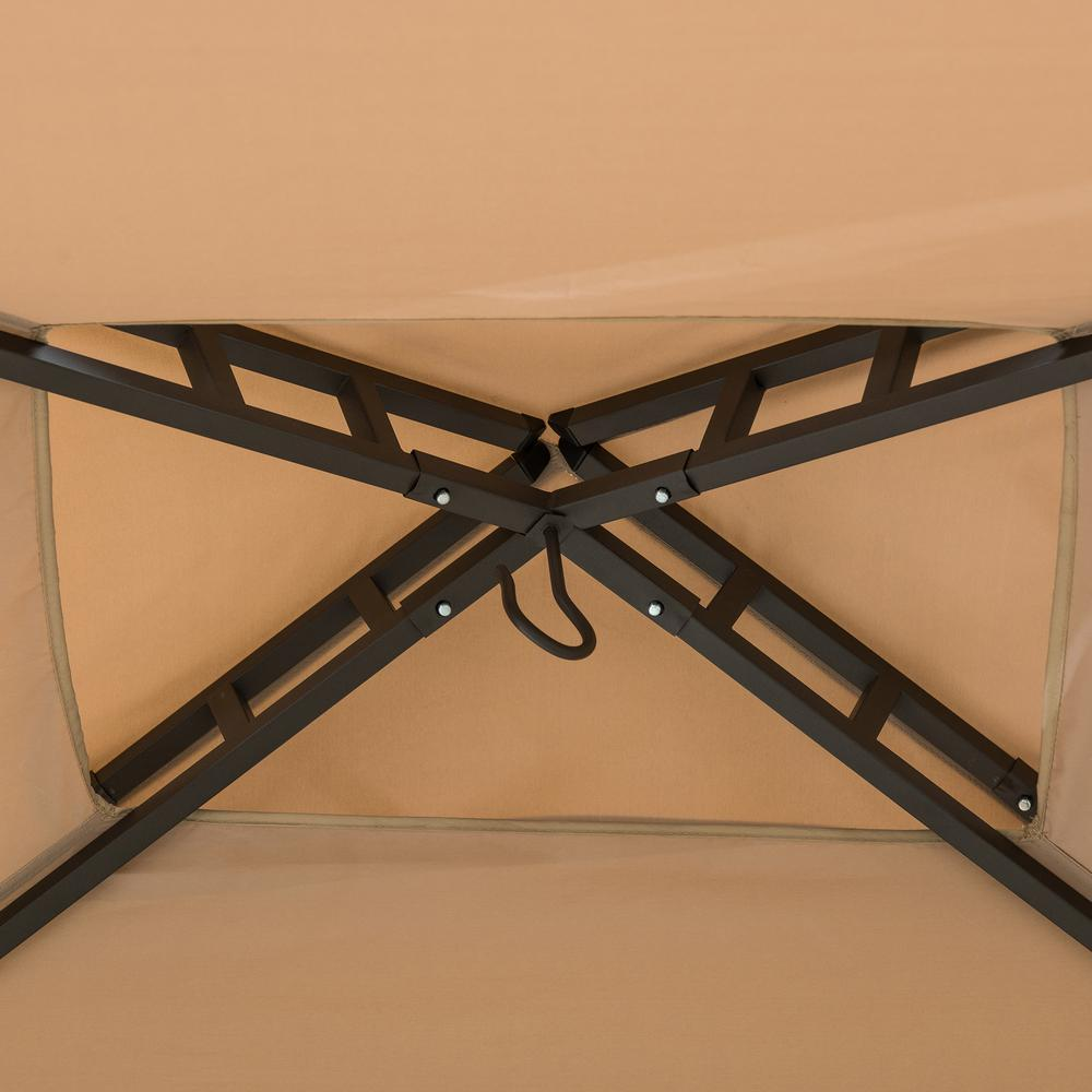 Sunjoy 5 ft. x 8 ft. Brown Steel 2-tier Grill Gazebo with Tan and Brown Canopy