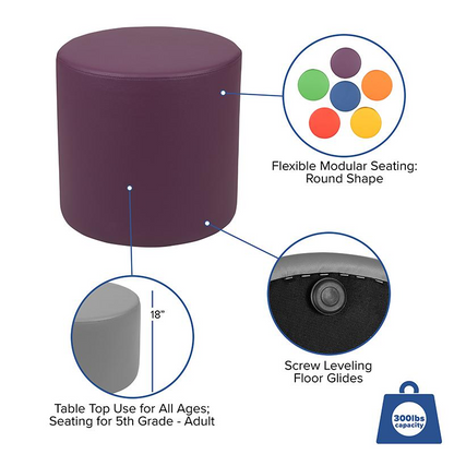 Soft Seating Collaborative Circle for Classrooms and Common Spaces - 18" Seat Height (Purple)