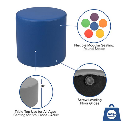 Soft Seating Collaborative Circle for Classrooms and Common Spaces - 18" Seat Height (Blue)