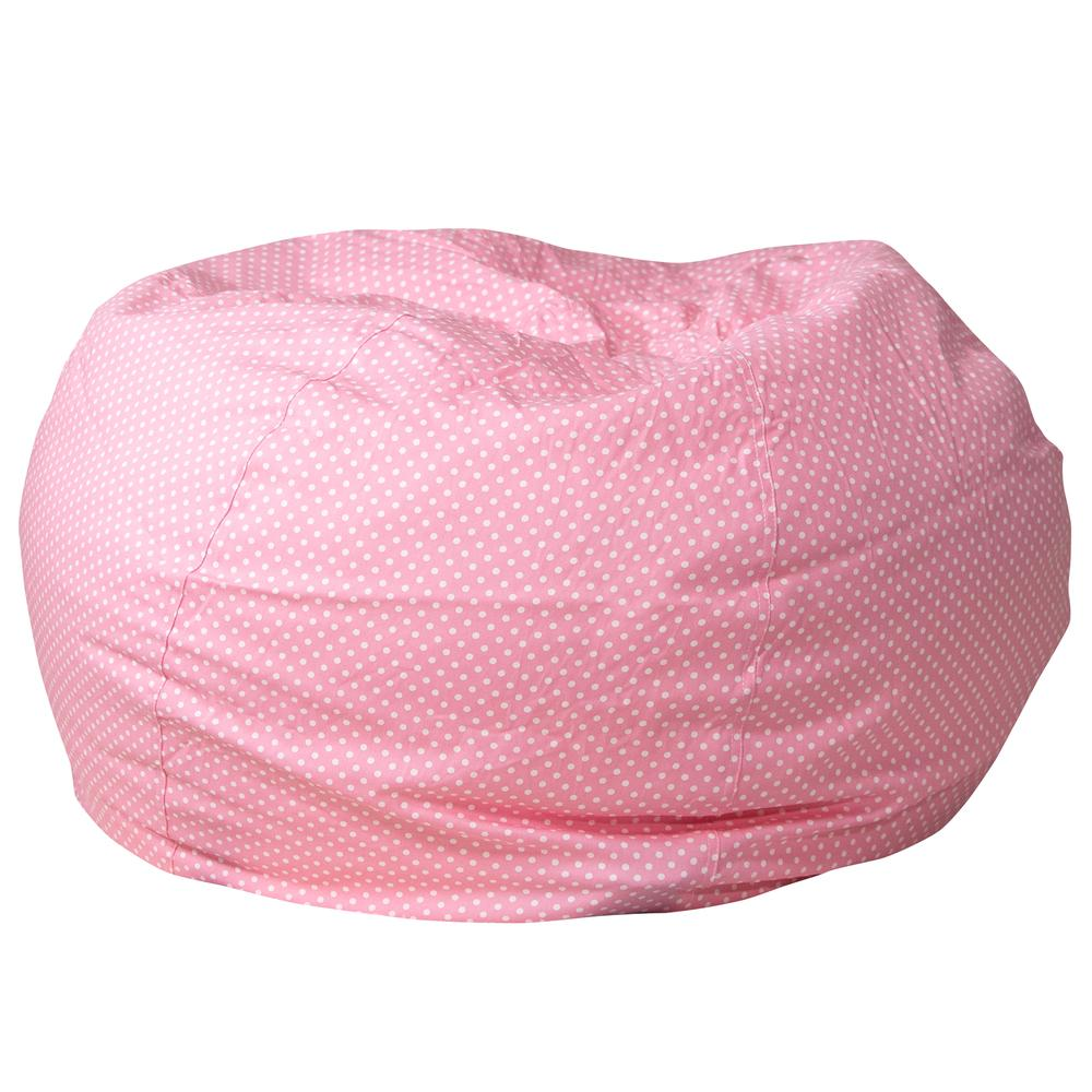 Oversized Light Pink Dot Bean Bag Chair for Kids and Adults