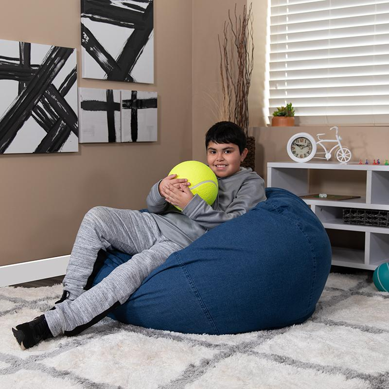 Oversized Denim Bean Bag Chair for Kids and Adults