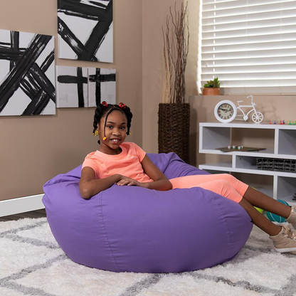 Oversized Solid Purple Bean Bag Chair for Kids and Adults