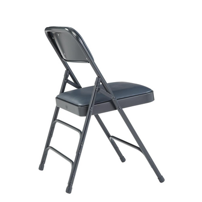 NPS® 1300 Series Premium Vinyl Upholstered Triple Brace Double Hinge Folding Chair, Dark Midnight Blue (Pack of 4)
