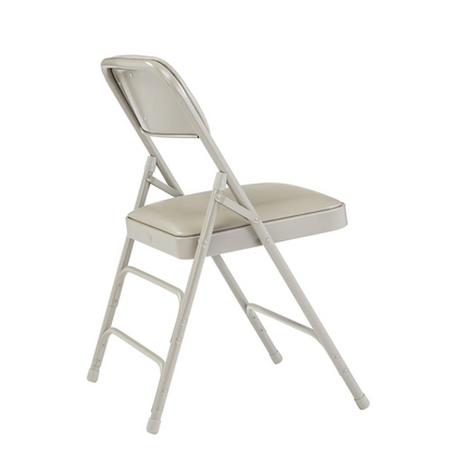 NPS® 1300 Series Premium Vinyl Upholstered Triple Brace Double Hinge Folding Chair, Warm Grey (Pack of 4)