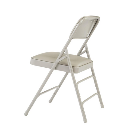 NPS® 1300 Series Premium Vinyl Upholstered Triple Brace Double Hinge Folding Chair, Warm Grey (Pack of 4)