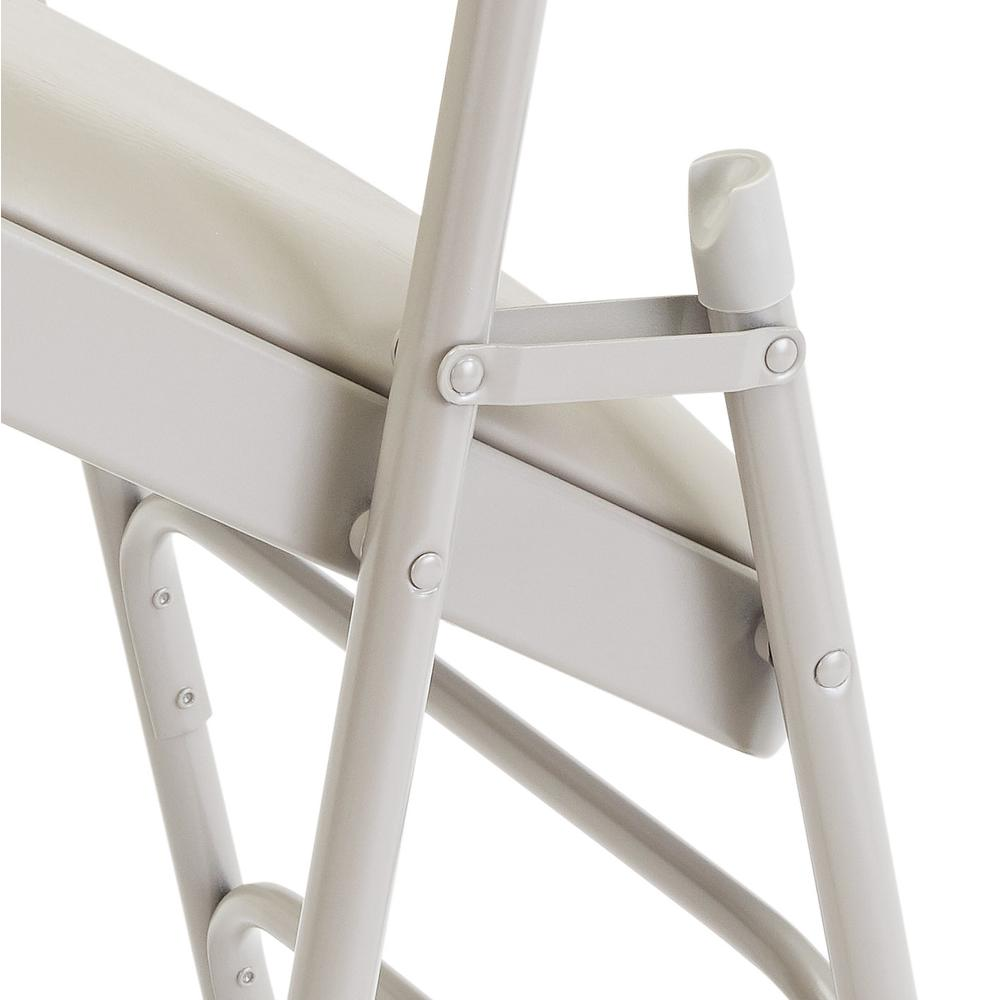 NPS® 1300 Series Premium Vinyl Upholstered Triple Brace Double Hinge Folding Chair, Warm Grey (Pack of 4)